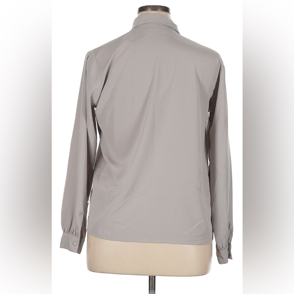Yves St. Clair Gray Button Down Blouse with Notched Collar - Picture 3 of 4